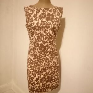 Nine West Brown and Cream Floral Mini Dress
